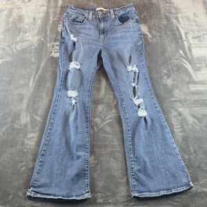Levi's 726 Women's Jeans Size 29 Flare High Rise Distressed Medium Wash